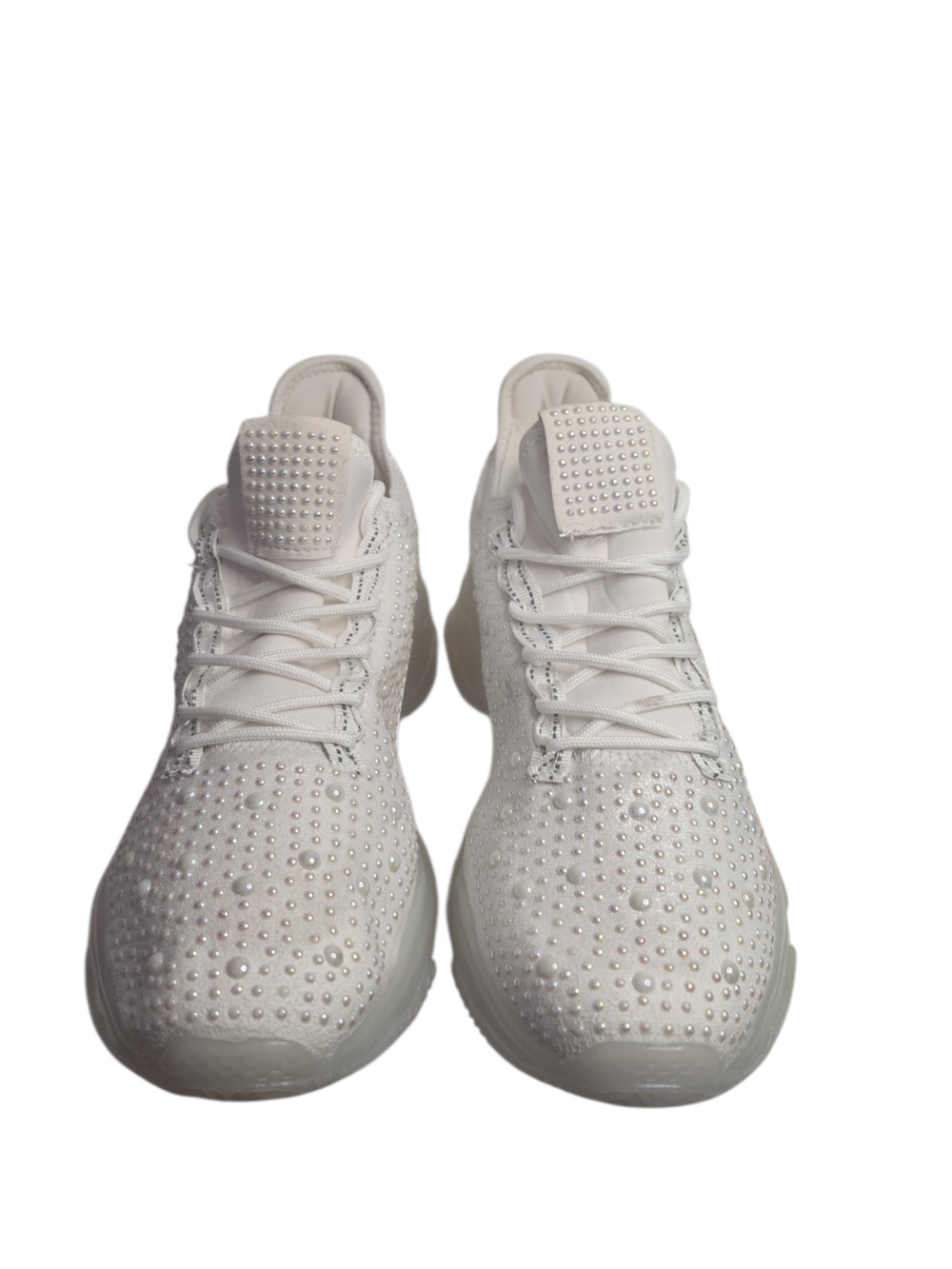 Crystal-Embellished Lace-Up Sneakers